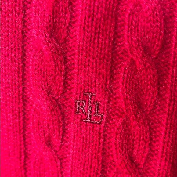 NWT LAUREN Ralph Lauren Women’s Cashmere Red Cable Knit Sweater - size XL - Picture 4 of 6